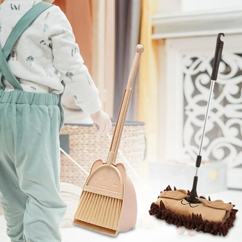 Mop Housekeeping Play Set House Cleaning Gifts Toddlers Cleaning Toys Set Mini Broom with Dustpan for Girls Age 3 6 Boy