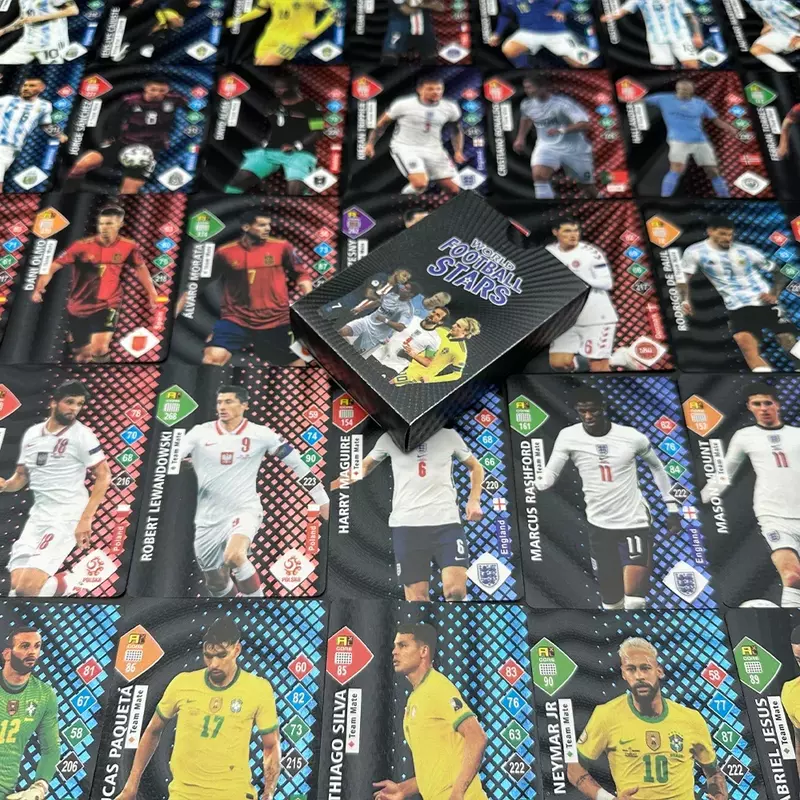 Football All Star Trading Cards Black Silver Gold Rare carte da collezione Football Club Fans giocatore FIFA Neymar Cristiano Ronaldo