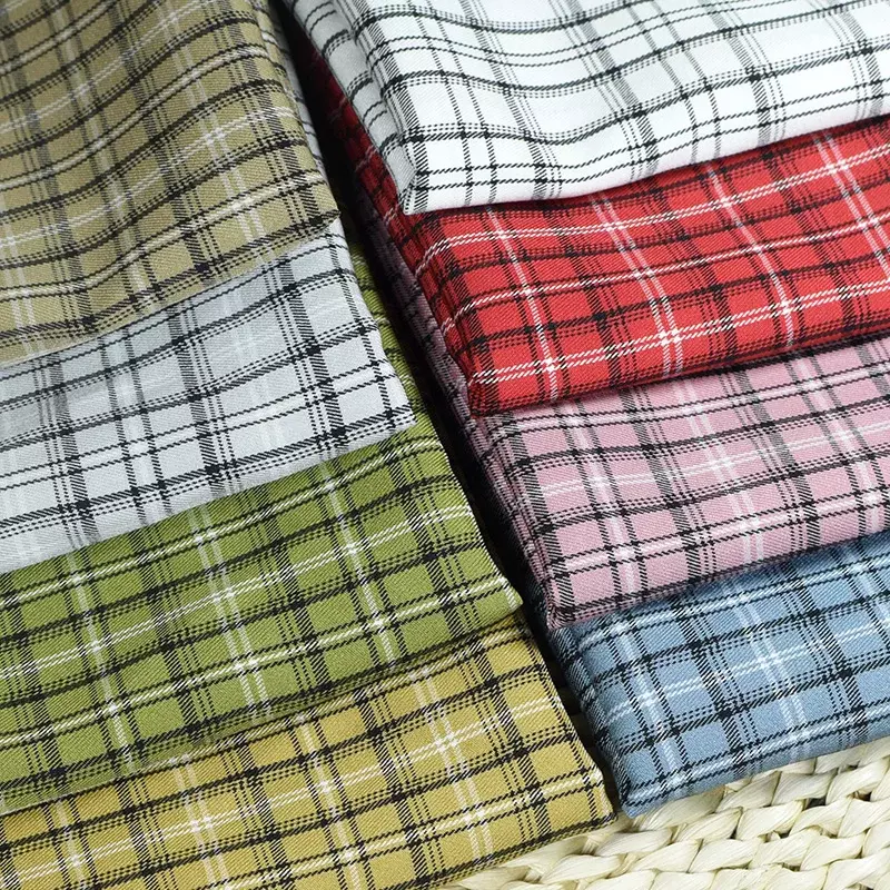Plaid Fabric Micro-elastic By The Meter for JK Uniform Skirts Shirts Clothing Sewing TR British Style Soft Decorative Cloth Pink