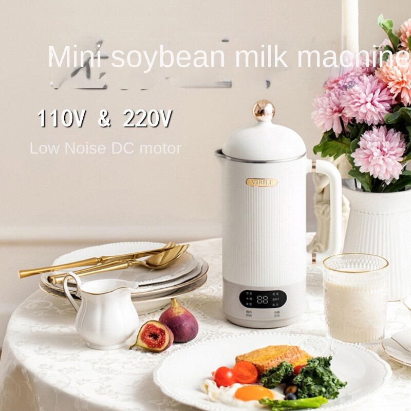 Mini máquina de leite de soja Feijão não embebido Máquina portátil de leite de soja Estilo retro Baixo ruído Máquina de disjuntor de parede