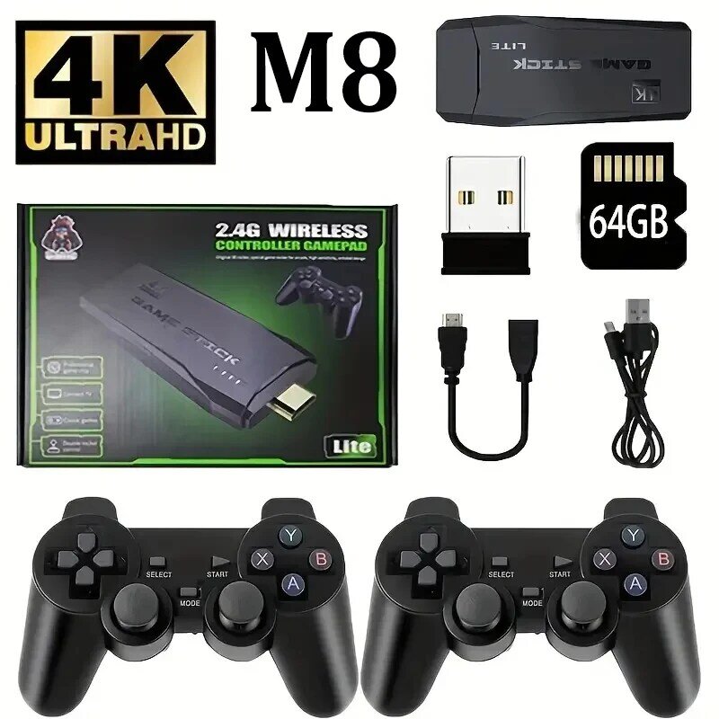 Videogioco Stick M8 con Console di gioco retrò classica 10000/3500 Vidio Wireless 2.4G Controller Box 4K HDMI originale HD Li