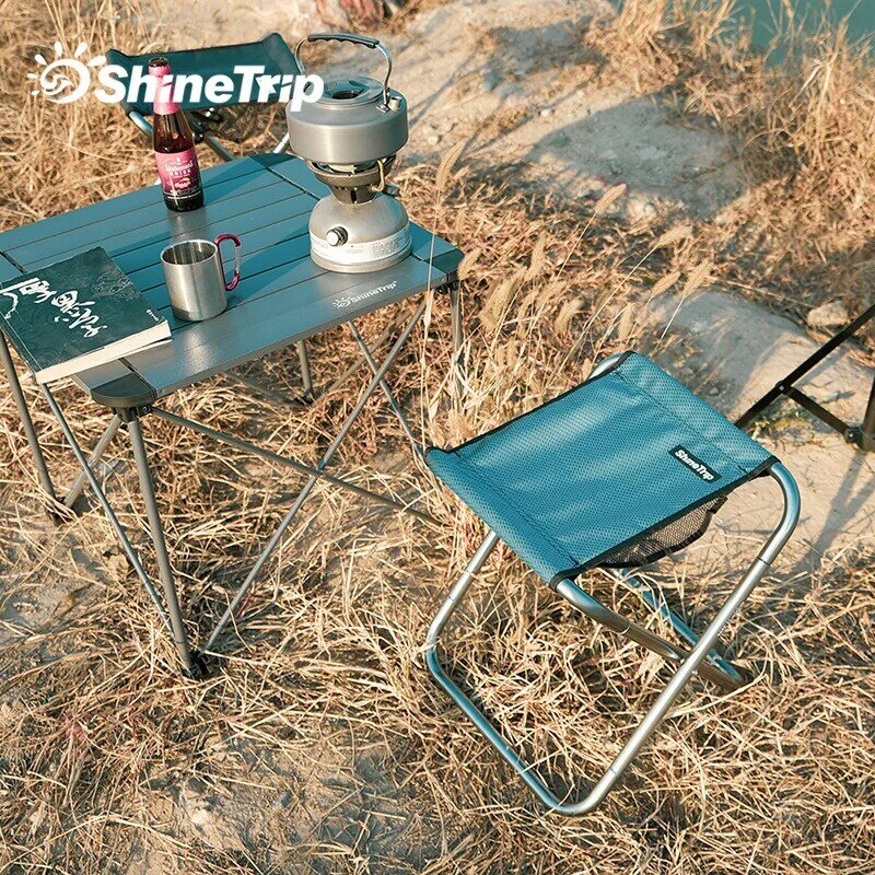 ShineTrip Plus przenośny, wytrzymały podróżne krzesełko składane z torbą na zewnątrz składana aluminiowe krzesło siedzenie na stołek wędkarski kemping
