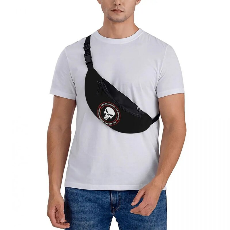 Punisher Skull Sleeve Father's Day Gift Custom Plus Size Party Camiseta Belt Bag Accessories Trendy For Unisex Dumpling Bags