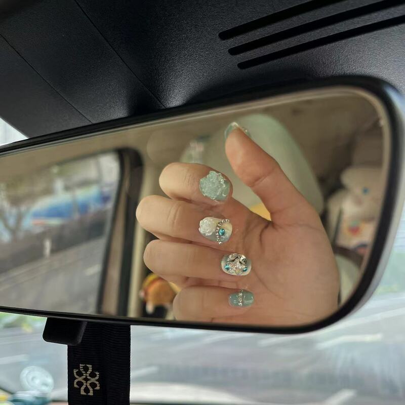 10 szt. Ręcznie robione słodkie koreańska prasa na paznokcie wielokrotnego użytku sztuczne paznokcie koralowe dekoracje na cały pokrowiec sztuczne manicure do noszenia