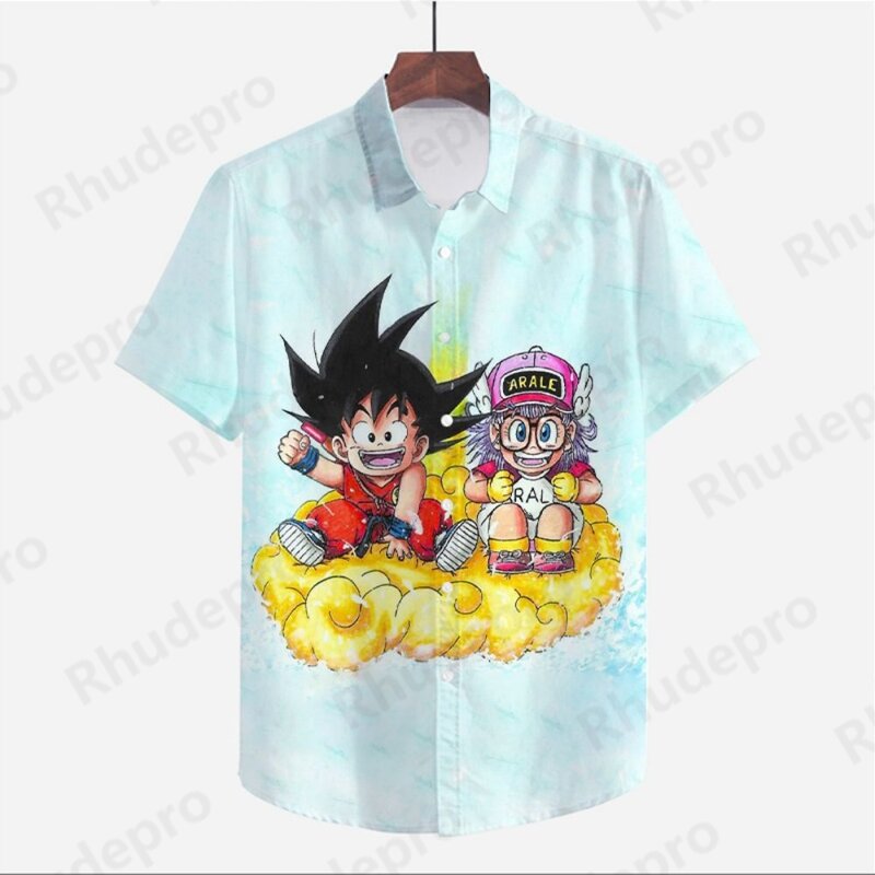 Baju Pria Dragon Ball Z 2024 kemeja Anime lucu mode Goku gaya pantai musim panas kualitas tinggi perjalanan pinggir pantai Vegeta Super Saiya