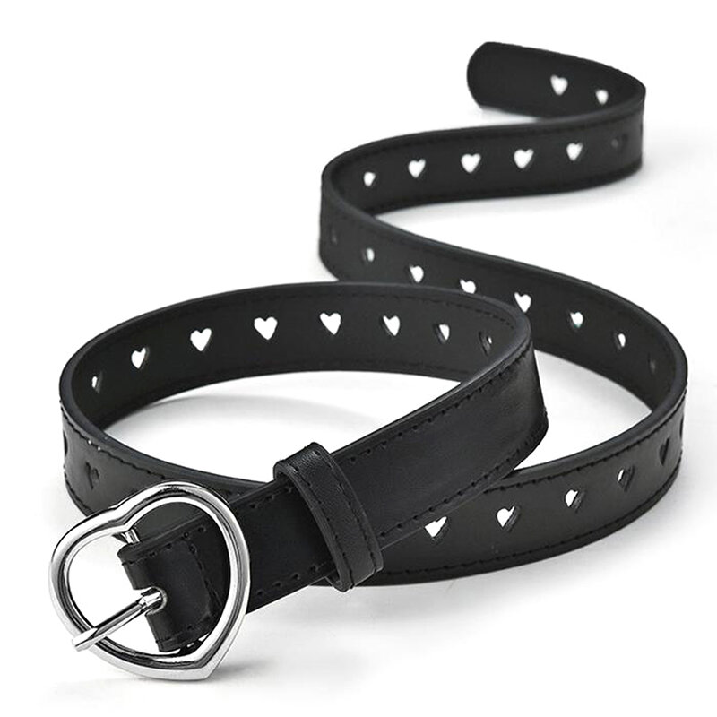High Quality 1pc 90x2.3cm Children Faux Leather Belt Kids Cute Peach Heart Buckle Belts Girls Waist Belt
