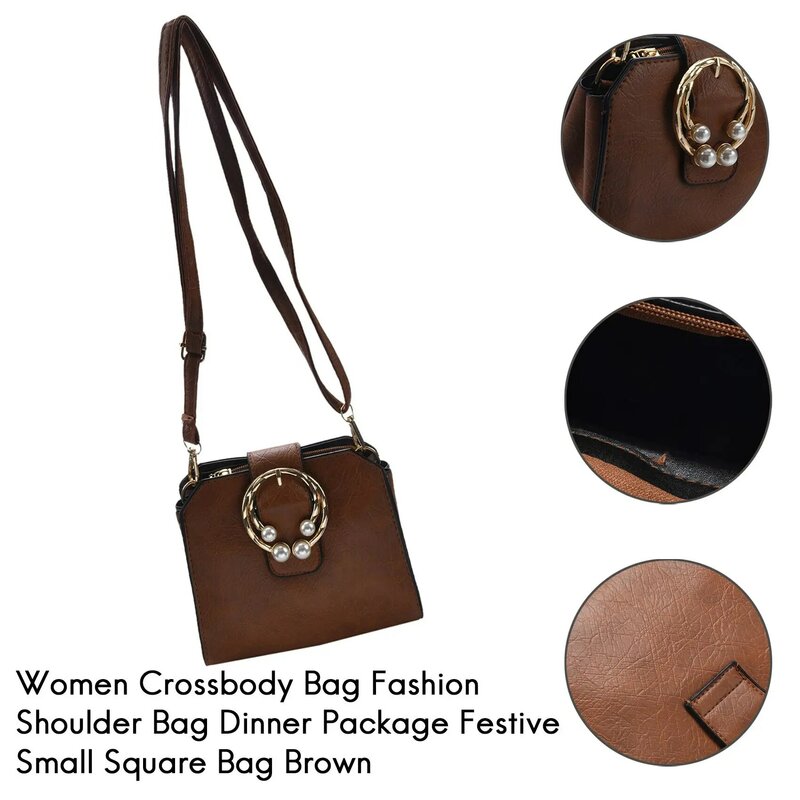 Bolsa transversal quadrada pequena para mulheres, bolsa de ombro fashion, pacote de jantar festivo