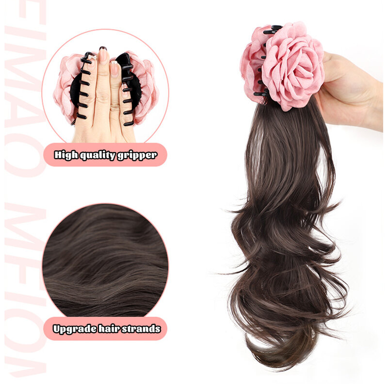 Женские волнистые волосы для хвоста OLA, удлиненные волосы из синтетического волокна, длиной 18 дюймов, для девочек и женщин
