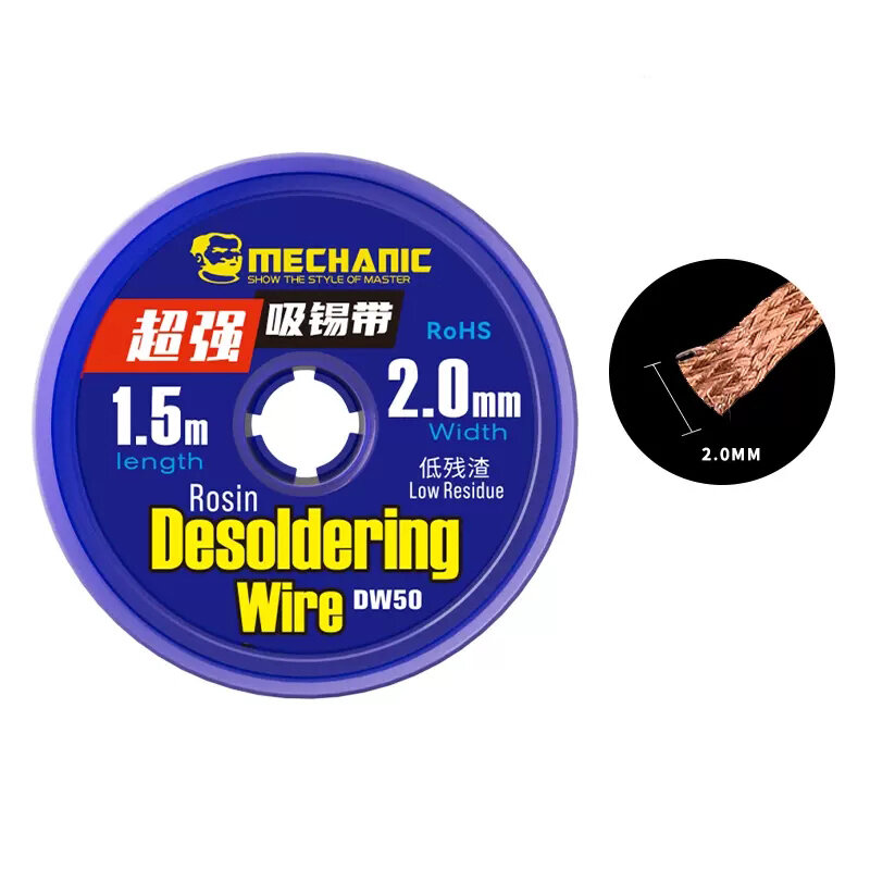 MECHANIC Strong Solder Wick Desoldering Mesh Wire 1.0/1.5/2.0/2.5/3.0/3.5mm 1.5M Length BGA Tin Remover Welding Soldering Tools