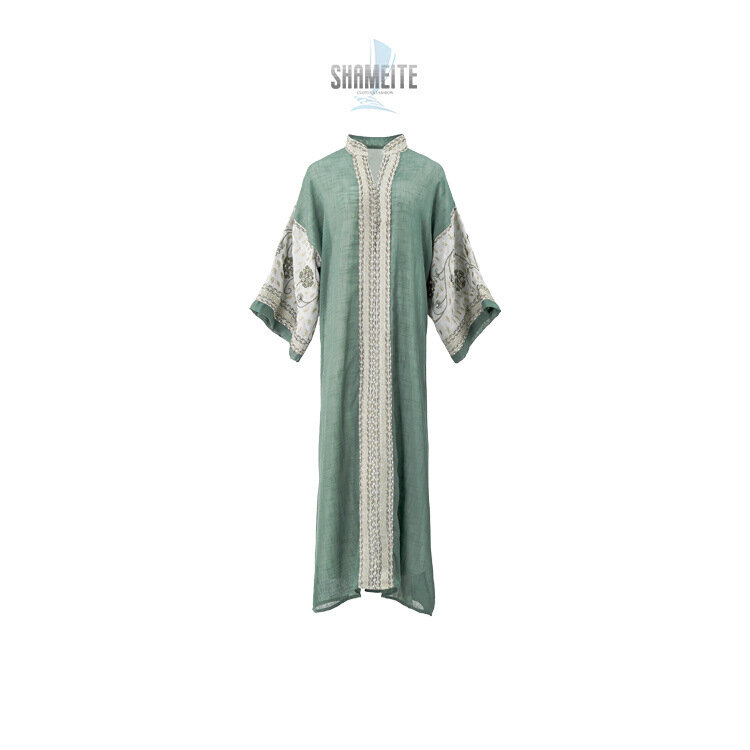 Vestido de noite bordado frisado feminino, elegante vestido maxi, Islam Abaya, roupa muçulmana solta, moderno, alta qualidade, novo