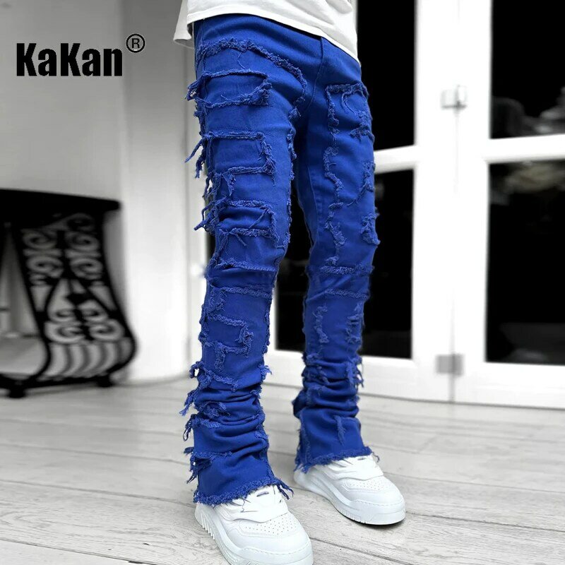 Kakan-nuovi Jeans da uomo elasticizzati Streetwise pesanti europei e americani, High Street Straight Fit Long Jeans16-3001