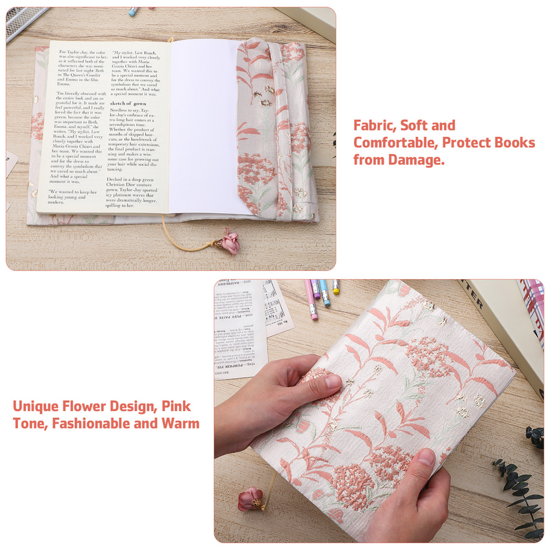 Protective Book Sleeve Handmade Cloth Book Protector Sleeve Delicate Decor for Lovers Decorative Fabric Covers Textbooks