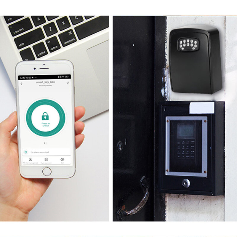 TUYA kotak penyimpanan kunci sidik jari, kunci kata sandi kotak aman aplikasi kehidupan pintar Buka kunci jarak jauh dengan Bluetooth Mesh Gateway keamanan rumah