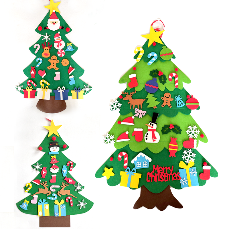 Diy Voelde Kerstboom Vrolijk Kerstfeest Decoraties Voor Huis 2023 Cristmas Ornament Xmas Navidad Geschenken Kerstman Nieuwjaar Boom