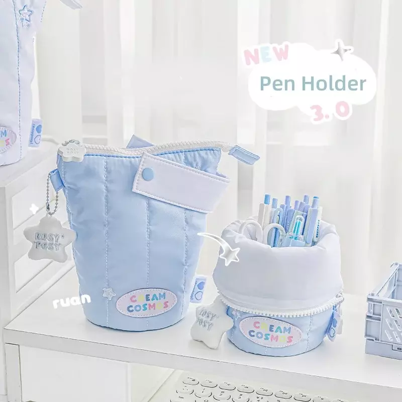 1 buah tempat pensil sederhana untuk siswa portabel kreatif mode kantong pensil untuk anak-anak indah kapasitas tinggi tas alat tulis