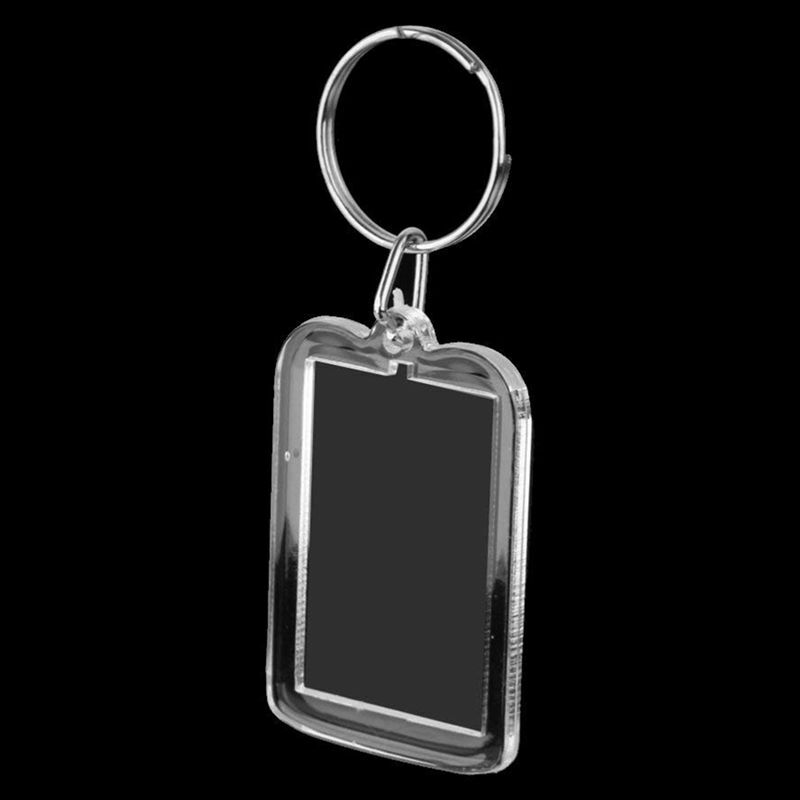 DIY 분리형 흰색 직사각형 사진 프레임 열쇠 고리, 3.3x5cm, 10 개 세트