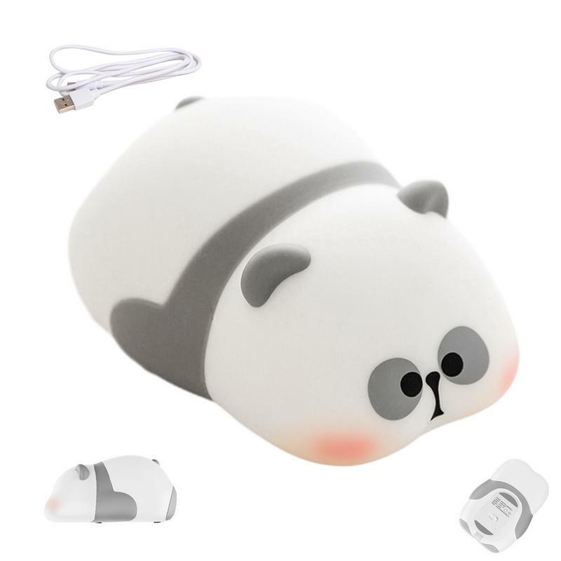 Led Nachtlampjes Schattige Panda Siliconen Lamp Usb Oplaadbare Bed Decor Kids Baby Nachtlampje Verjaardag Cadeau