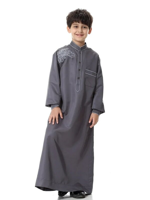 Vestido longo turco muçulmano infantil, Abaya infantil, Jubba Thobe Kimono, Boy Thawb Caftan, Vestuário islâmico, Dubai, Árabe