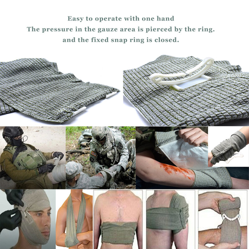 Bandage d'urgence de sauvetage médical militaire, bandage rond, blessure de trauma, spanskip, combat, compression, DulPlayer Aid, IFAK, Israël