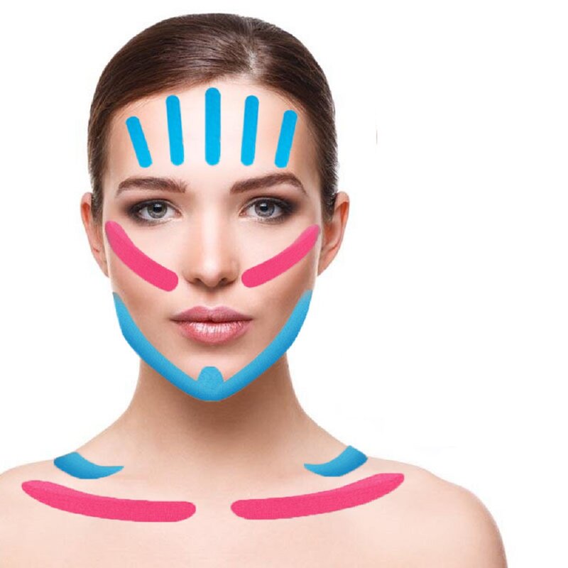 Cinta de kinesiología para el cuidado de la piel Facial, cinta adhesiva para eliminar arrugas, línea en V, cuello y ojos, vendaje elástico, 2,5 CM x 5M