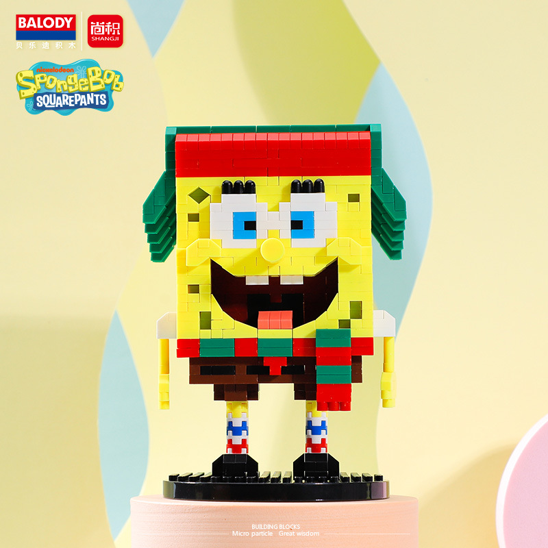 SpongeBob SquarePants mainan edukasi Pria Wanita, blok bangunan untuk menumbuhkan kesabaran dan kemampuan Langsung hadiah ulang tahun
