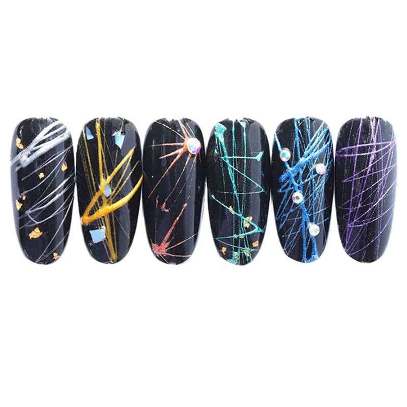 Pulling Line Nails Art Silk 12 Pcs Line Painting Soak Wire Drawing Elasticity Off Lacquer Long Lasting DIY UV Nail Gel