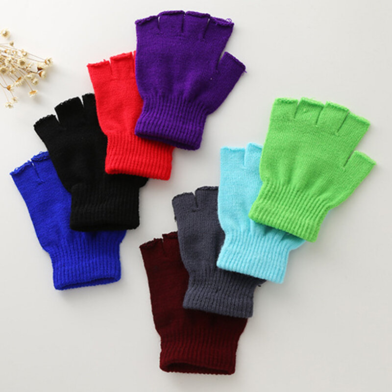 Knitted  Half Finger Gloves For Women And Men Wrist Gloves Unisex Stretch Elastic Fingerless Mittens For Outdoor Driving