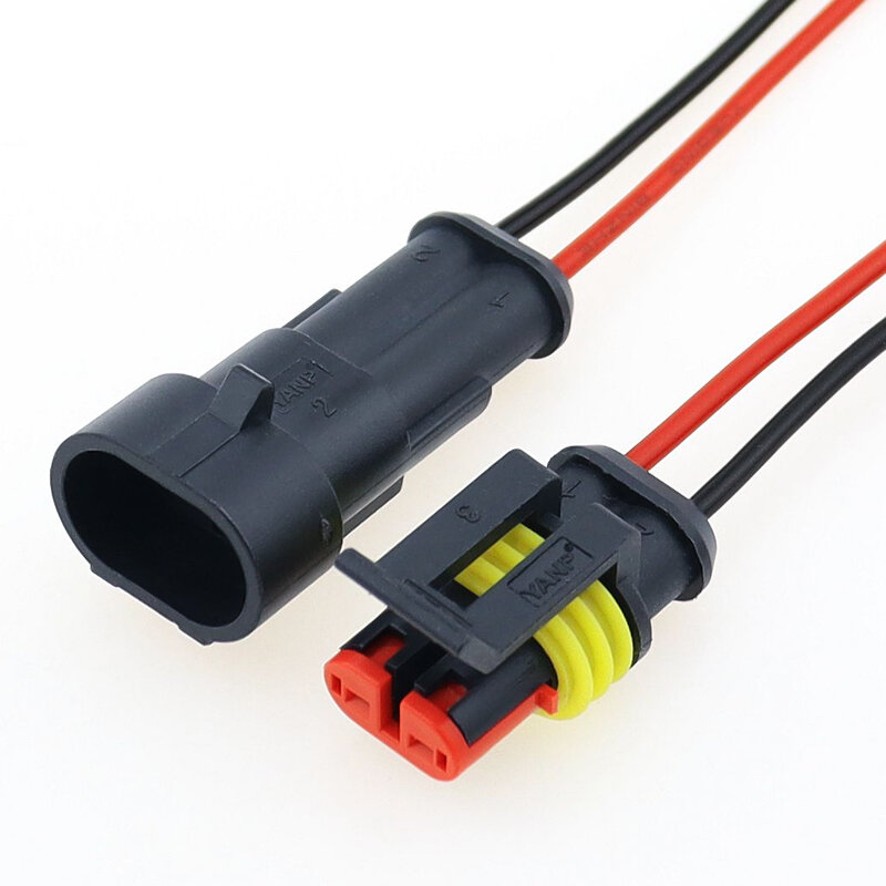 Conector impermeável do fio elétrico, Selado Plug Set, Conectores automáticos com cabo, 2 Pin Way