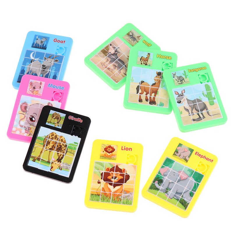 1 pz Cartoon Huarong Road Puzzle scorrevole apprendimento educazione giocattoli Desktop Jigsaw Puzzle giocattolo Montessori giocattoli per bambini