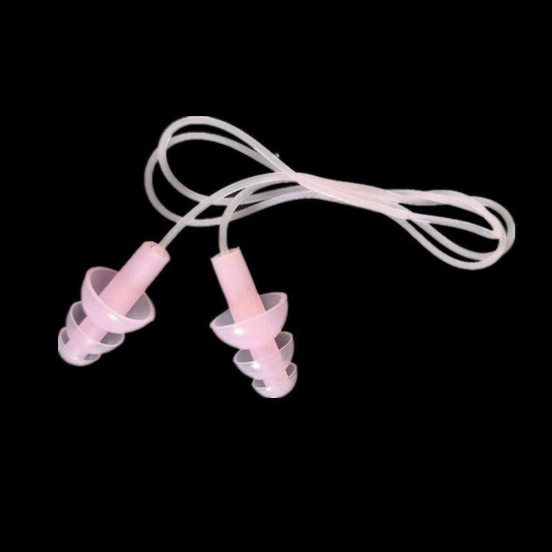 Soft Silicone Ear Plug com cordão elástico para esportes aquáticos, tampões de redução de ruído, acessórios para piscina, 1pc