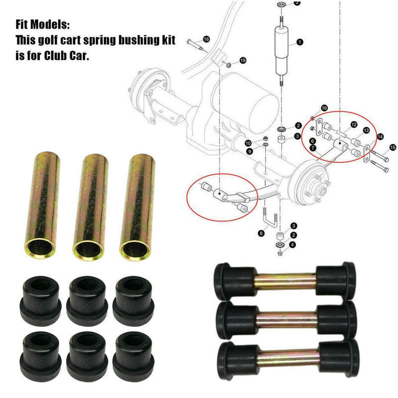 6 Rear Leaf Spring + 12 Bushing Kit Fit For Club Car DS Gas Electric Golf Cart Bushing and Sleeve Kit 1012303 1015583