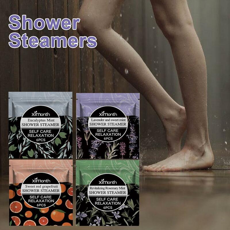 Shower Steamers 6Pcs Lymphatic Slimming Shower Bombs Body Tablets Oils Tablets Relaxation Spa Soak Foot Essential Shaping C4M0