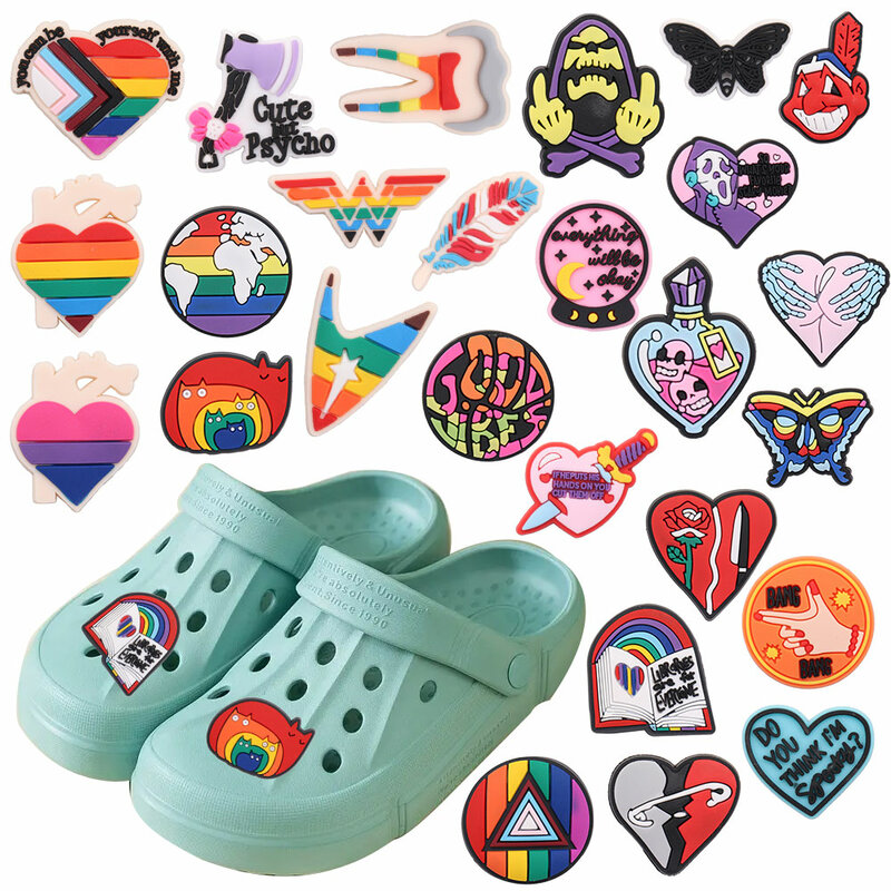 Single Sale 1pcs PVC Shoe Charms Iridescence Earth Heart Slipper Accessories Garden Shoes Ornament Buckle For Kids Party Gift