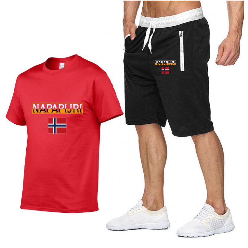 남성용 면 티셔츠 반바지, 세트 레저 운동복 체육관 Y2K 운동복, 패션 브랜드 의류, 100%, 2 개 세트, 여름 신상