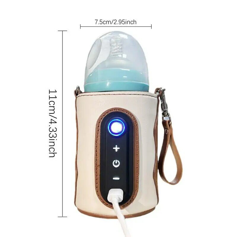 Calentador de biberones portátil para viaje, USB, manga, temperatura ajustable, bolsa segura