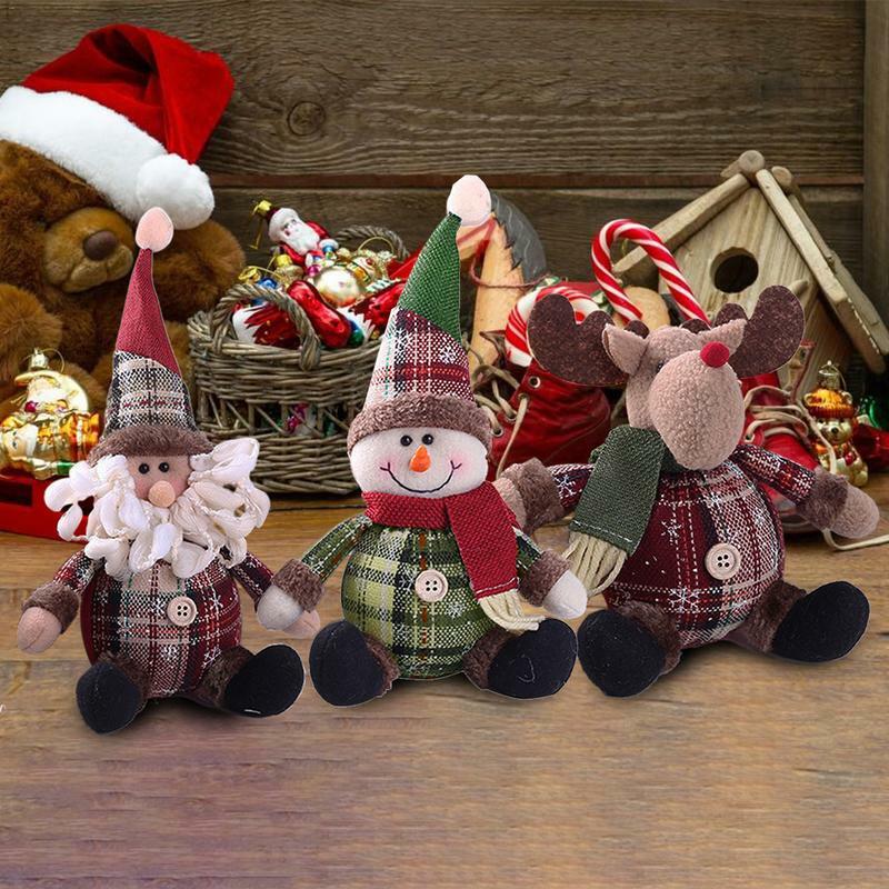 Papai Noel enfeites de Natal alce boneco de neve decoração de boneca de pelúcia para casa presente pingente para crianças 2023