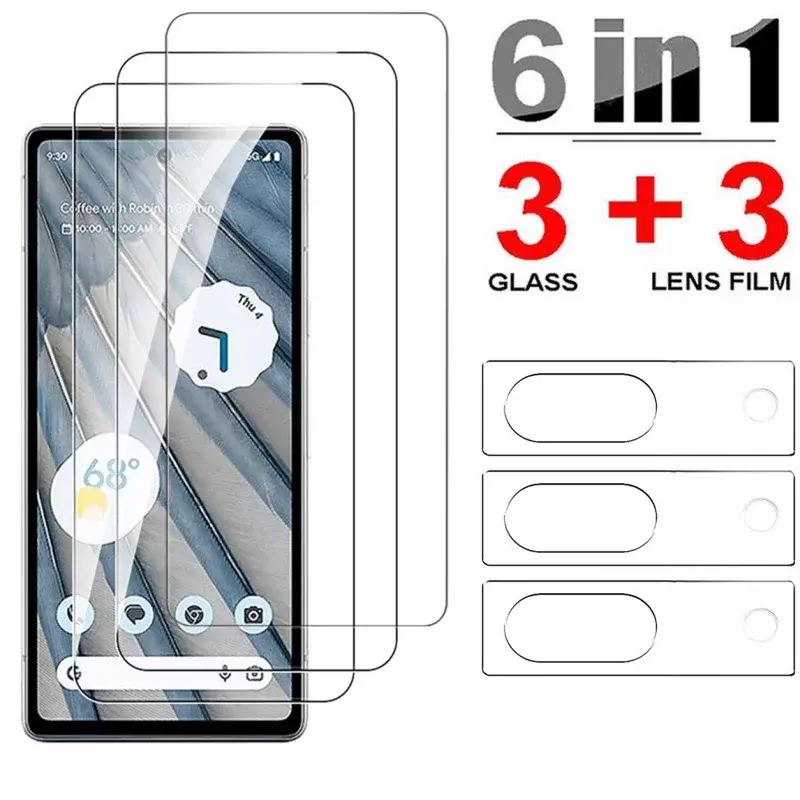 Protetor de tela frontal para google pixel, vidro temperado com lente da câmera do telefone, película protetora, 6a, 7a, 7, 8, 1-3pcs