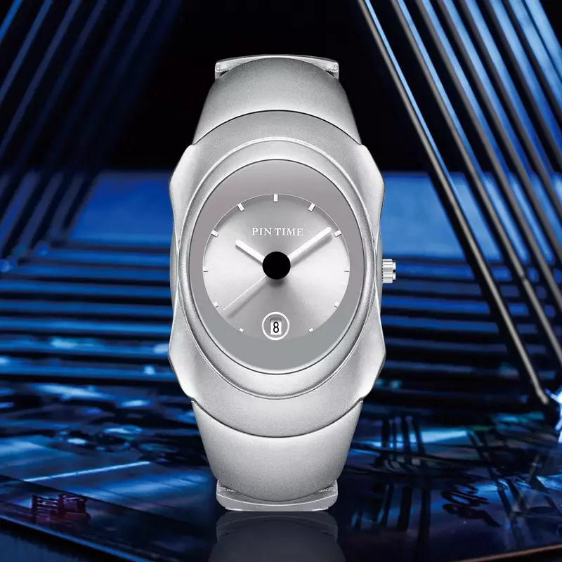 Jam tangan retro berbentuk pria dan wanita, arloji bisnis gaya desain quartz tanggal santai