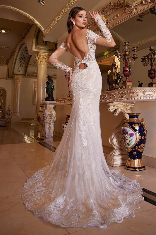 Gaun pernikahan kerah V rendah seksi gaun pengantin lengan panjang elegan 2024 gaun panjang selantai A-line romantis Vestidos De Novia