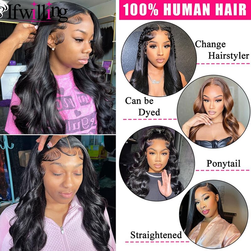 Body Wave Lace Front Wigs Human Hair 13x4 HD Lace Front Wigs Human Hair Pre Plucked 180 Density Glueless Frontal Wigs for women