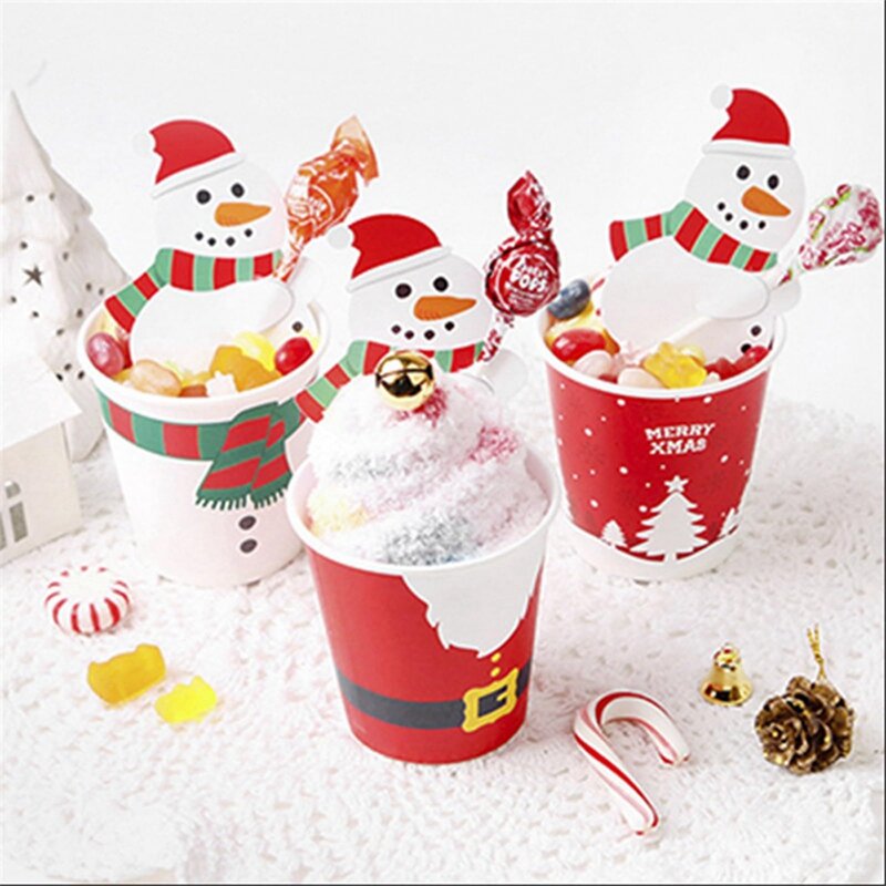 25 buah kartu kertas Lollipop Natal Santa Claus Festival pesta ulang tahun anak permen paket hadiah dekorasi pembungkus