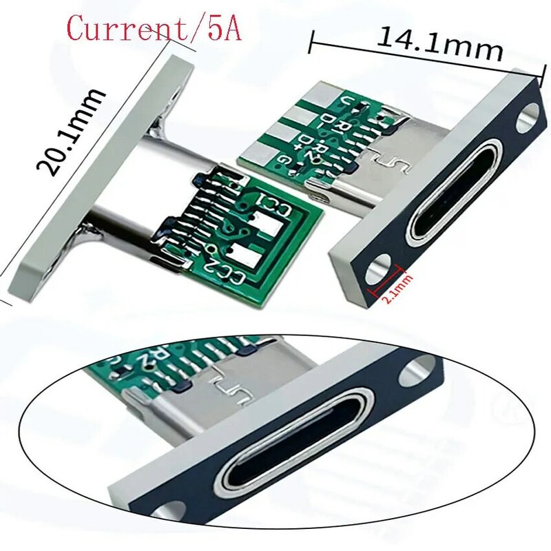 1-10 stücke USB 3,1 Typ C Buchse mit Schraub befestigungs platte Typ C USB-Buchse 3,1 Typ C 2-polig 4-polig 5-polig 6-polige Buchse