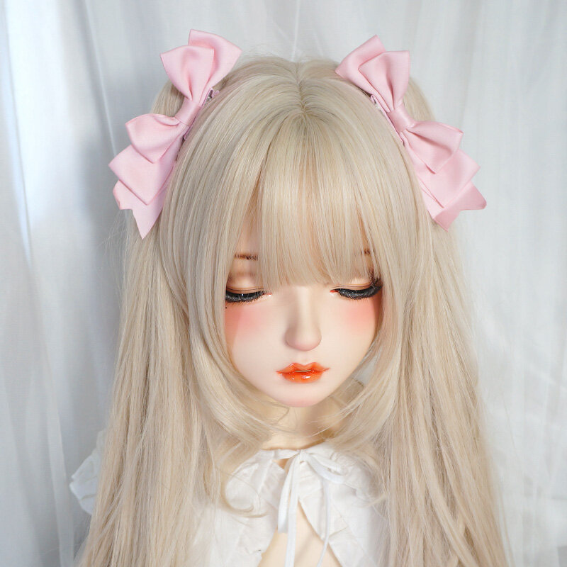 Nakrycie głowy Lolita ręcznie wykonana z kokardą urocza słodka anime Lolita nakrycie głowy miękkie dziewczęce akcesoria do ciemnych włosów akcesoria anime
