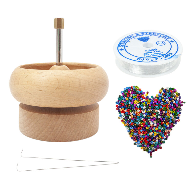 1 Set Manual Bead Spinner String Manik Kayu dengan Cepat Alat Kerajinan Kayu Bead String Loader Awet Portabel Pembuatan Perhiasan