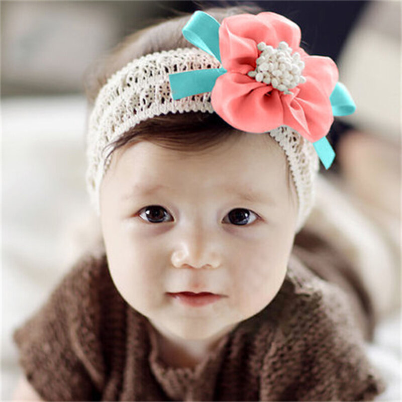 Diadema con lazos de flores para niña, cintas para el pelo para bebé, turbante para recién nacido, accesorios para el cabello para bebé