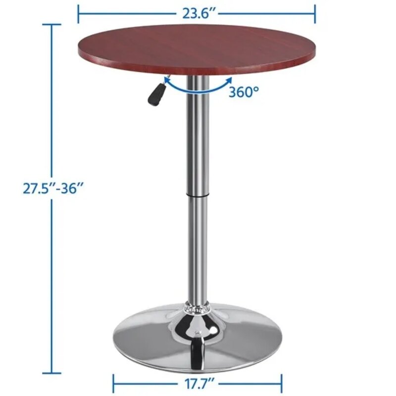 US Adjustable counter, high bar table, rotating tavern, bar, beverage, and snack round table-