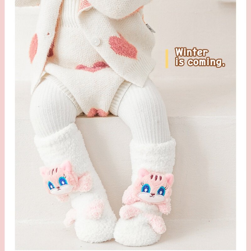 Calcetines largos de invierno para bebé, medias antideslizantes, suaves, cálidos, Multicolor, bonitos, para el hogar