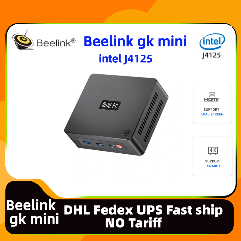 Beelink GK 미니 인텔 셀러론 J4125 미니 게임용 PC, DDR4 미니 컴퓨터, 4K 듀얼 오피스 Beelink 미니 PC, 3-7 일 글로벌 배송
