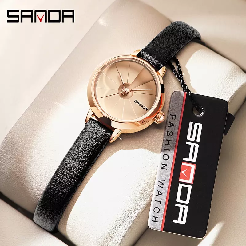 Sanda 1113นาฬิกาควอตซ์สำหรับผู้หญิงสายคาดเรียบง่ายและสร้างสรรค์ลายตาข่าย/เข็มขัดอเนกประสงค์ขนาดเล็กกันน้ำนาฬิกาผู้หญิงนักเรียน