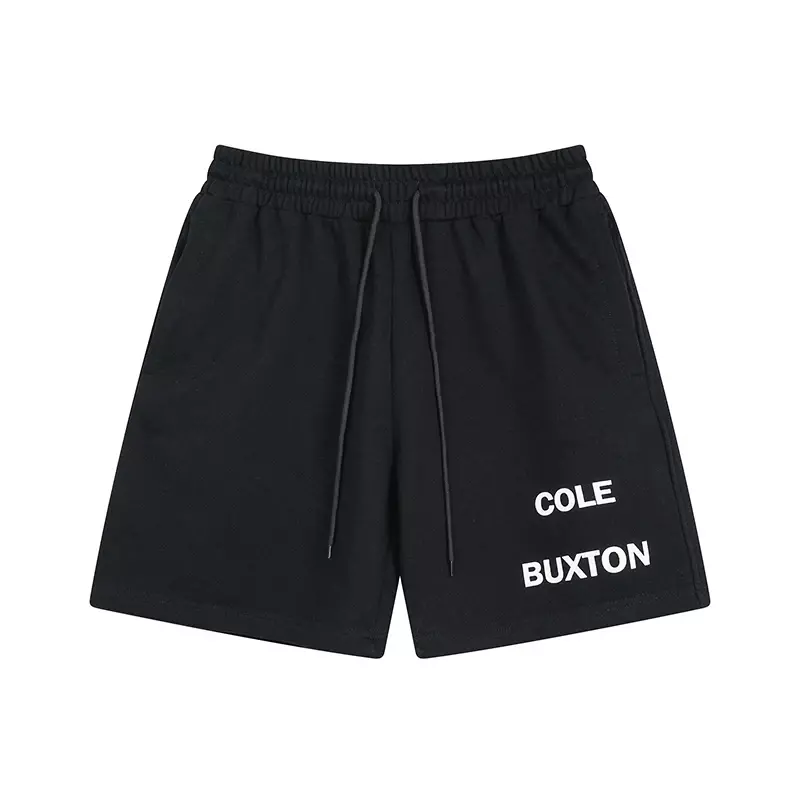 Cole Buxton Cb กางเกงลำลองขาสั้นสำหรับผู้ชาย, กางเกงลำลองขาสั้นผ้าคอตตอนพิมพ์ลาย LOGO huruf